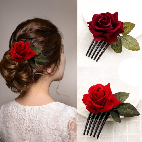 Women's bride wedding party rose comb  headdress stage performance rose comb flowers stage performance hairpin 